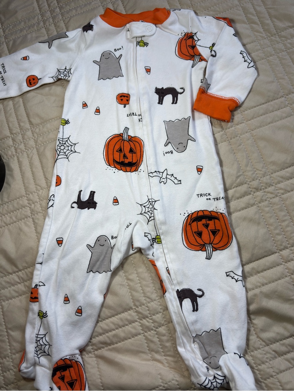 Carter's 9M Halloween Pumpkin Ghost Footed One-Piece